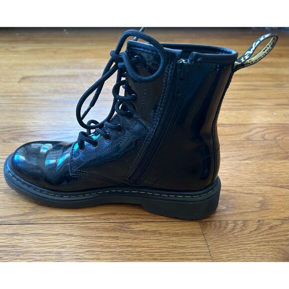 Dr. Martens 1460 Y Combat Boots Unisex Black Patent Leather Side Zip Size M5/L6 - Picture 7 of 10